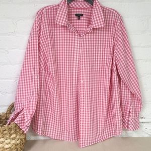 PLUS TALBOTS PINK CHECKED COTTON BLOUSE SZ 20W